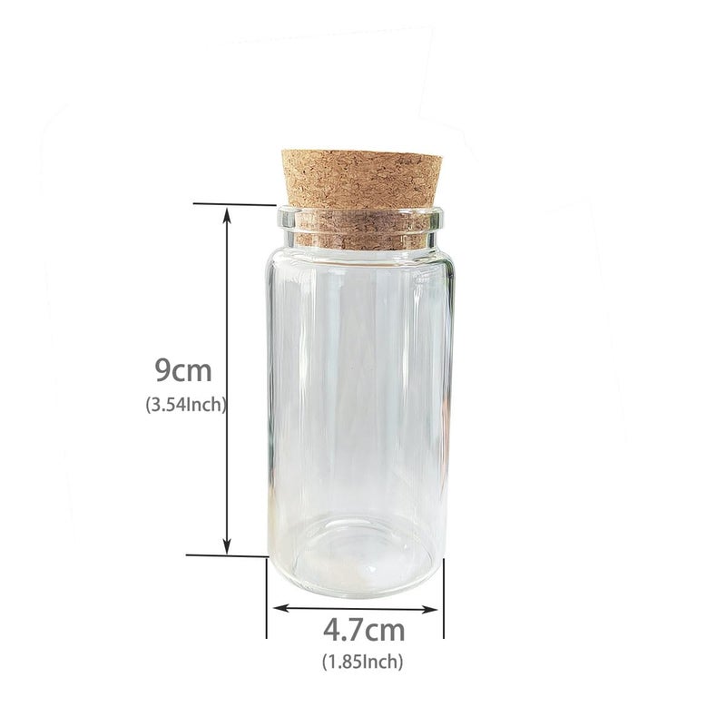 ELYSAID 2pcs Empty Clear Glass Bottles Vials With Cork Stopper Storage Jars 47mm Bottle Diameter (47x90x33mm 100ml) - Image 2